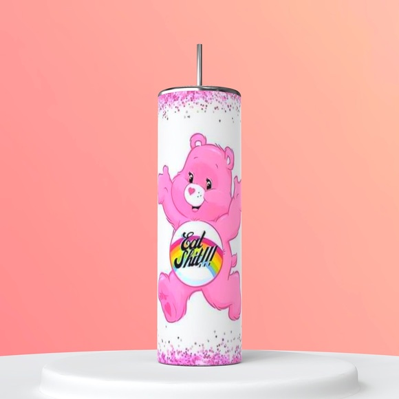 Pink Swear Bear Eat Sh!t tumbler 20 oz - Picture 1 of 1